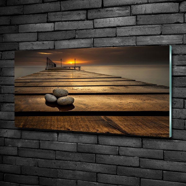 Foto en cristal de alta calidad con impresión uv horizontal Muelle de madera