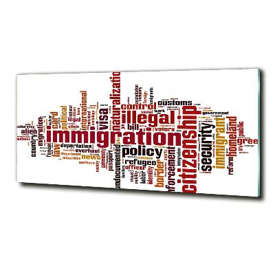 Cuadro decorativo de vidrio para salón horizontal Inmigración
