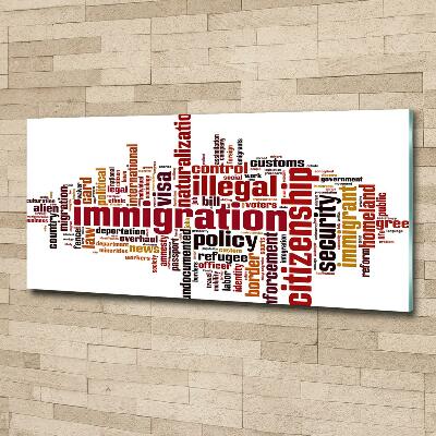 Cuadro decorativo de vidrio para salón horizontal Inmigración