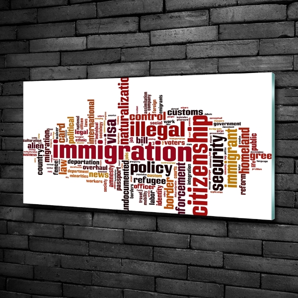 Cuadro decorativo de vidrio para salón horizontal Inmigración