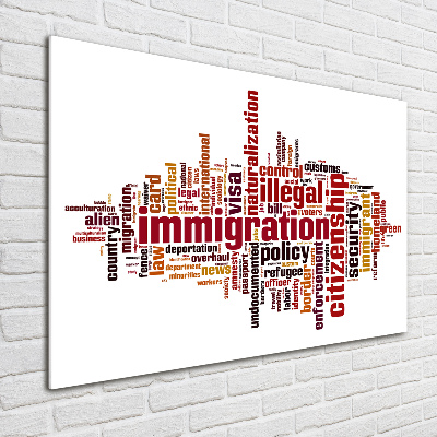 Cuadro decorativo de vidrio para salón horizontal Inmigración