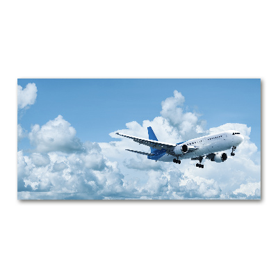 Foto en cristal de alta calidad con impresión uv horizontal Un avión en el cielo