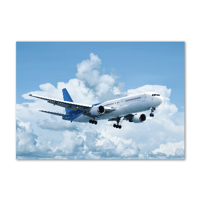 Foto en cristal de alta calidad con impresión uv horizontal Un avión en el cielo