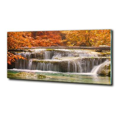 Foto en cristal de alta calidad con impresión uv horizontal Cascada en otoño