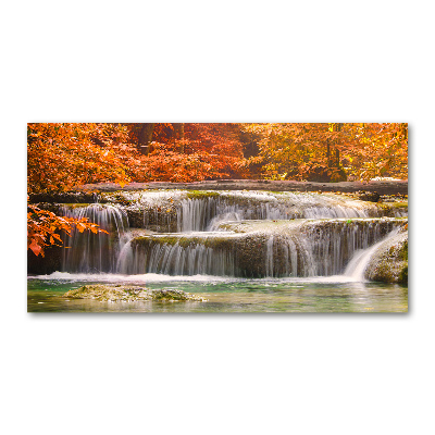 Foto en cristal de alta calidad con impresión uv horizontal Cascada en otoño