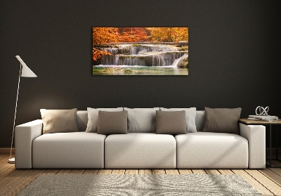 Foto en cristal de alta calidad con impresión uv horizontal Cascada en otoño