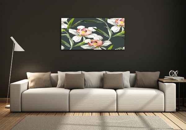 Impresión en cristal con acabado brillante horizontal Patrón floral