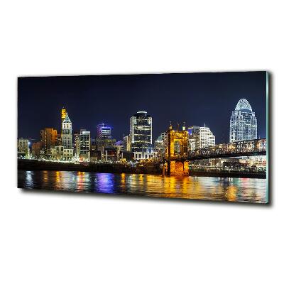 Impresión en cristal con acabado brillante horizontal Río Ohio de noche