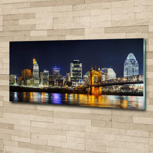 Impresión en cristal con acabado brillante horizontal Río Ohio de noche