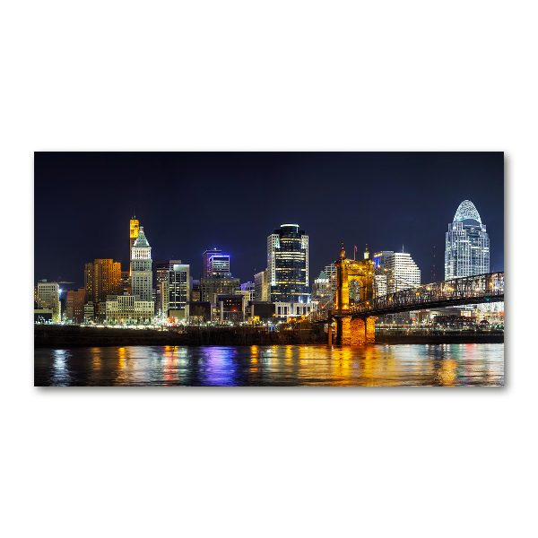Impresión en cristal con acabado brillante horizontal Río Ohio de noche