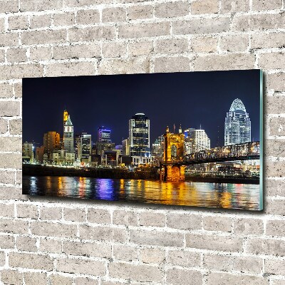 Impresión en cristal con acabado brillante horizontal Río Ohio de noche