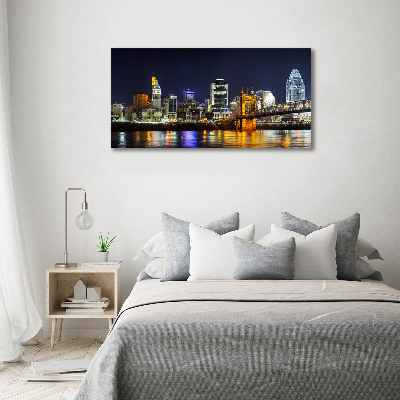 Impresión en cristal con acabado brillante horizontal Río Ohio de noche
