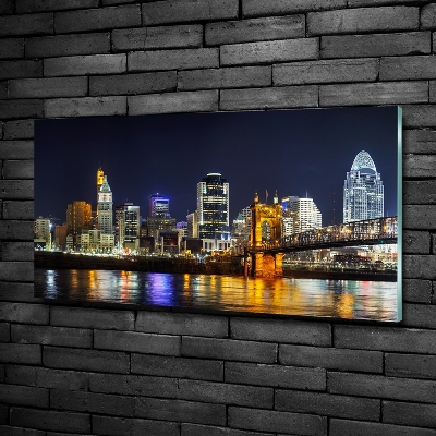 Impresión en cristal con acabado brillante horizontal Río Ohio de noche