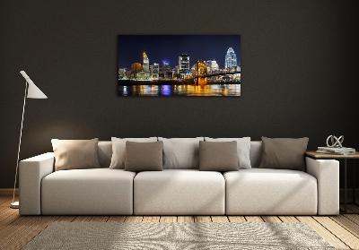 Impresión en cristal con acabado brillante horizontal Río Ohio de noche