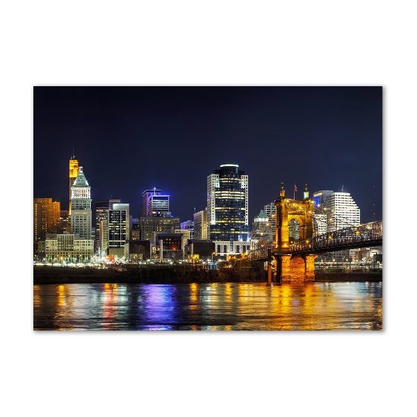 Impresión en cristal con acabado brillante horizontal Río Ohio de noche