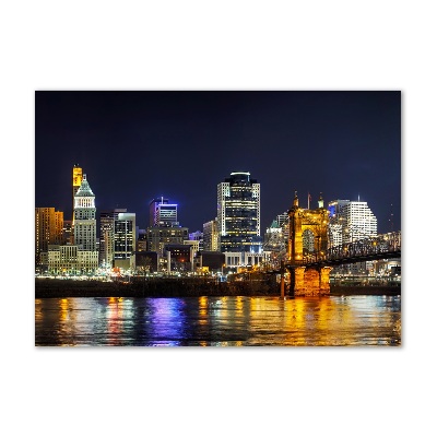 Impresión en cristal con acabado brillante horizontal Río Ohio de noche