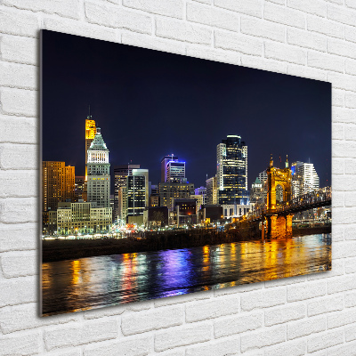 Impresión en cristal con acabado brillante horizontal Río Ohio de noche