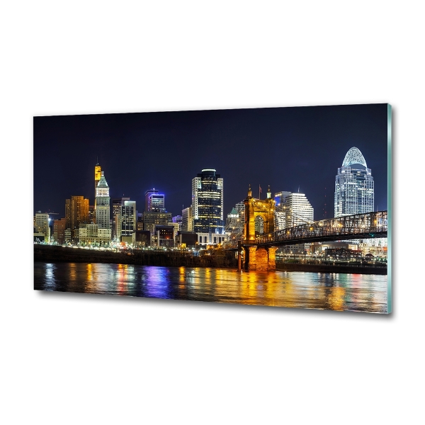 Impresión en cristal con acabado brillante horizontal Río Ohio de noche