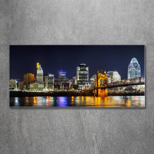 Impresión en cristal con acabado brillante horizontal Río Ohio de noche