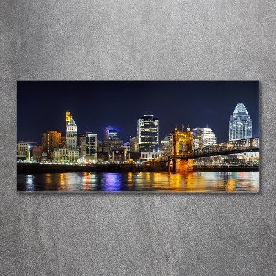 Impresión en cristal con acabado brillante horizontal Río Ohio de noche