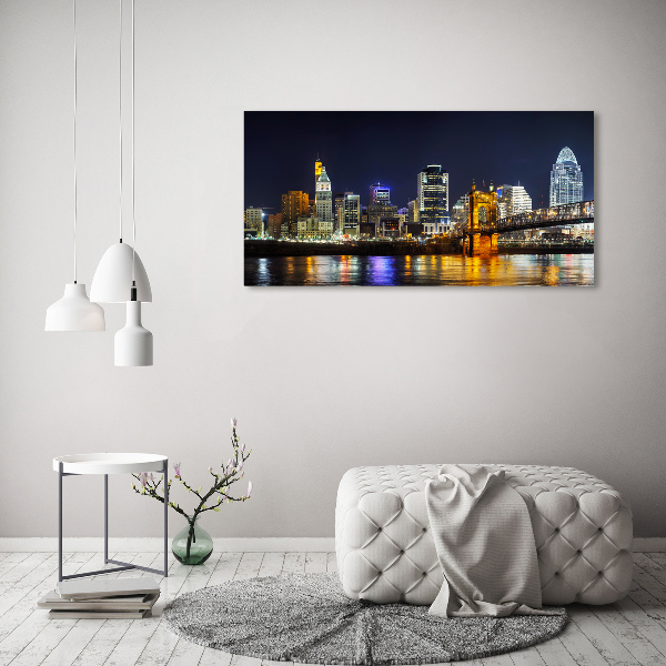 Impresión en cristal con acabado brillante horizontal Río Ohio de noche