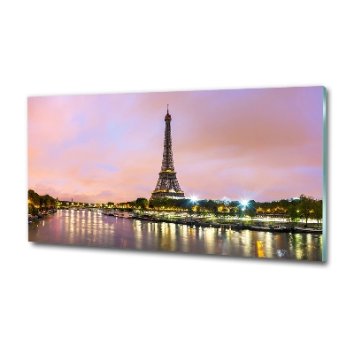 Cuadro decorativo de vidrio para salón horizontal Torre Eiffel de París
