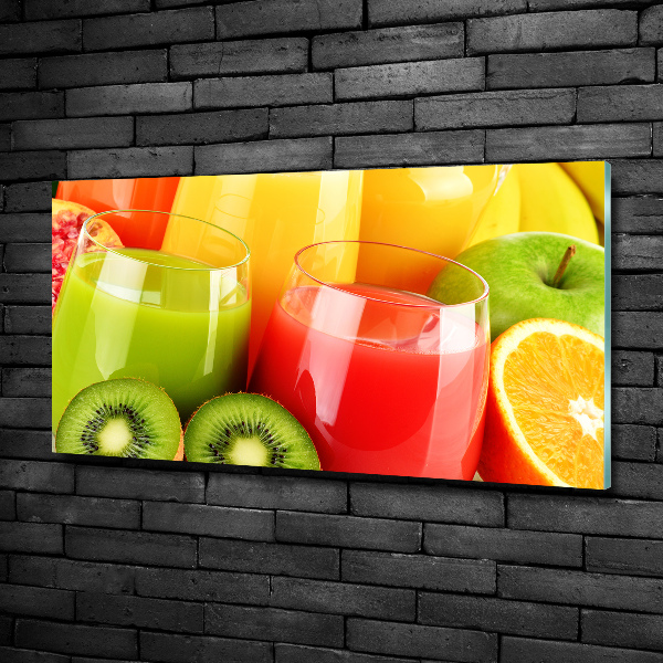 Cuadro decorativo de vidrio para salón horizontal Jugos de frutas