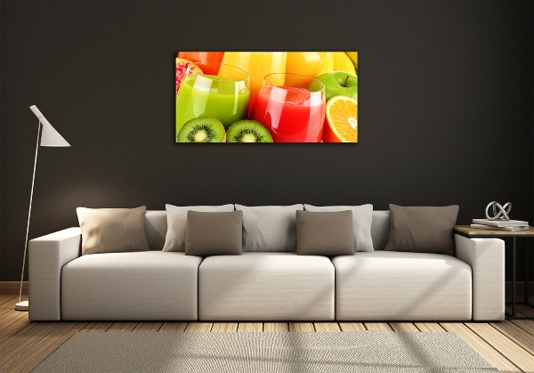 Cuadro decorativo de vidrio para salón horizontal Jugos de frutas