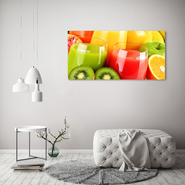 Cuadro decorativo de vidrio para salón horizontal Jugos de frutas