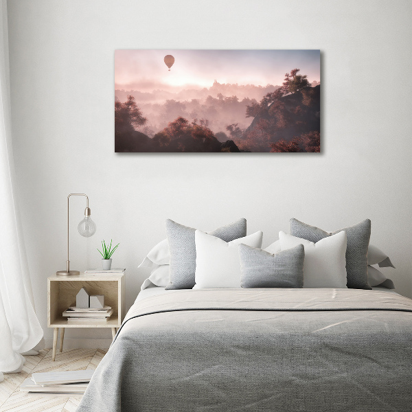 Impresión en cristal con acabado brillante horizontal Globo sobre el bosque