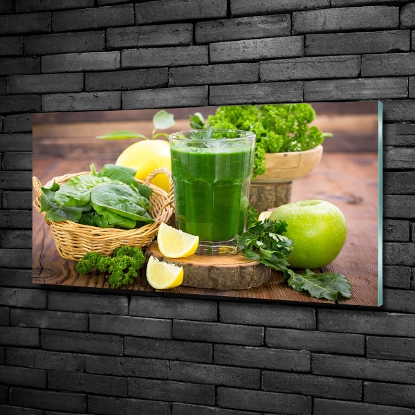Cuadro de cristal templado moderno horizontal Cóctel verde