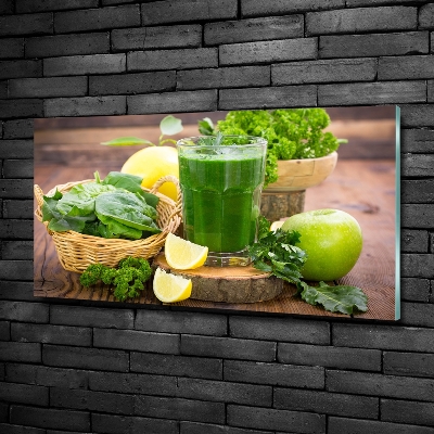 Cuadro de cristal templado moderno horizontal Cóctel verde