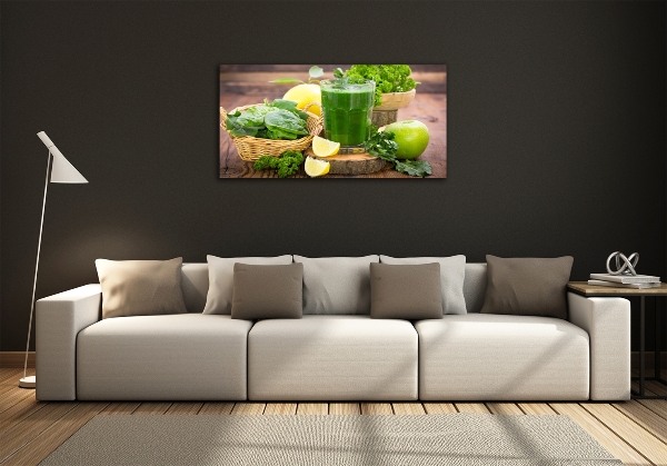 Cuadro de cristal templado moderno horizontal Cóctel verde