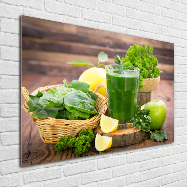 Cuadro de cristal templado moderno horizontal Cóctel verde
