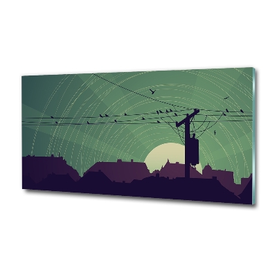 Cuadro de cristal templado moderno horizontal Ciudad de los pájaros