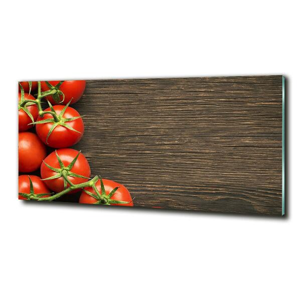 Cuadro de cristal templado moderno horizontal Tomates en madera