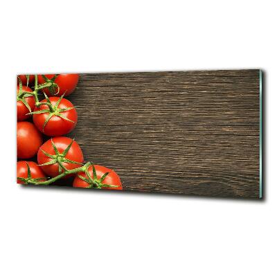 Cuadro de cristal templado moderno horizontal Tomates en madera