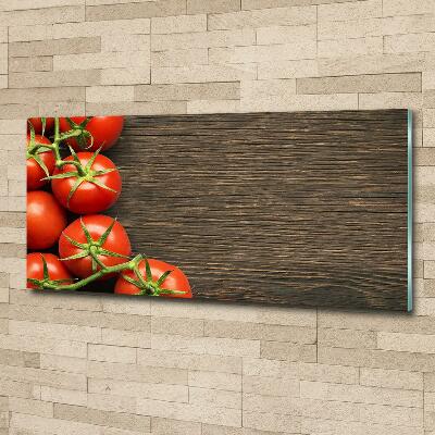 Cuadro de cristal templado moderno horizontal Tomates en madera