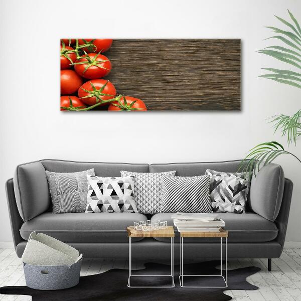 Cuadro de cristal templado moderno horizontal Tomates en madera