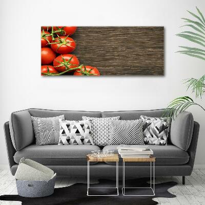 Cuadro de cristal templado moderno horizontal Tomates en madera