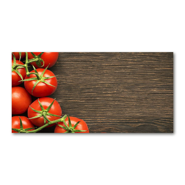 Cuadro de cristal templado moderno horizontal Tomates en madera