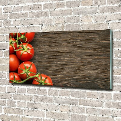 Cuadro de cristal templado moderno horizontal Tomates en madera