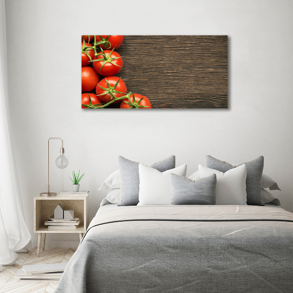 Cuadro de cristal templado moderno horizontal Tomates en madera