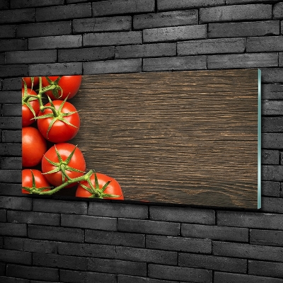 Cuadro de cristal templado moderno horizontal Tomates en madera