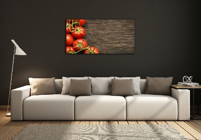 Cuadro de cristal templado moderno horizontal Tomates en madera