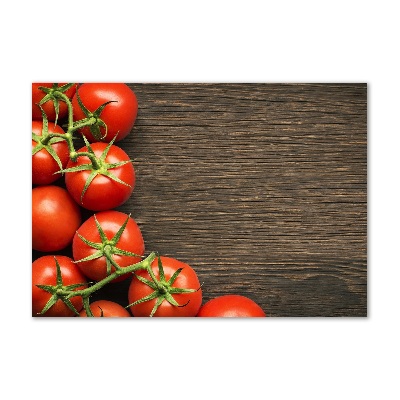 Cuadro de cristal templado moderno horizontal Tomates en madera