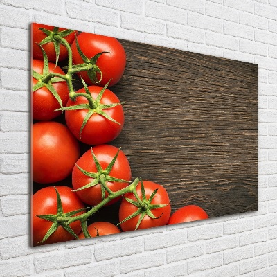 Cuadro de cristal templado moderno horizontal Tomates en madera