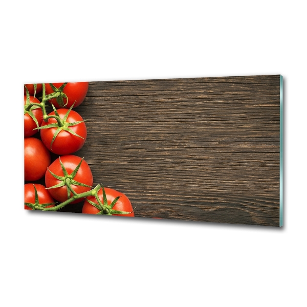 Cuadro de cristal templado moderno horizontal Tomates en madera