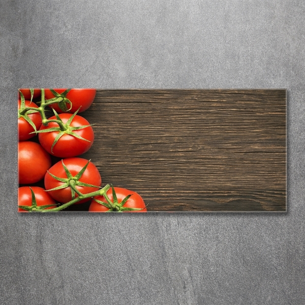 Cuadro de cristal templado moderno horizontal Tomates en madera