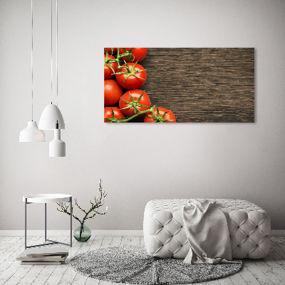 Cuadro de cristal templado moderno horizontal Tomates en madera